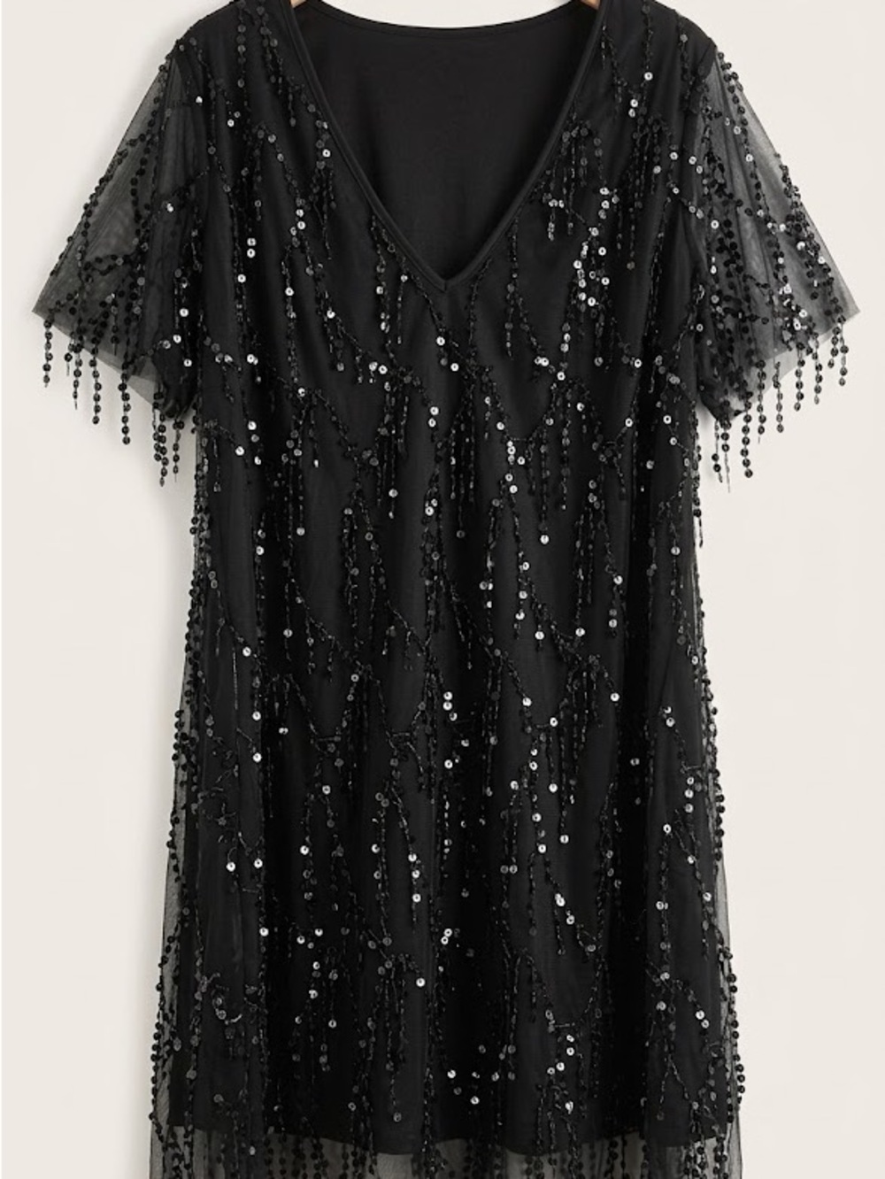 SHEIN Curve 4XL Black Sequin Fringe Mesh Party Dress Plus Size
